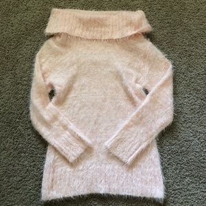 Pink Turtleneck Fuzzy Sweater Small Juniors